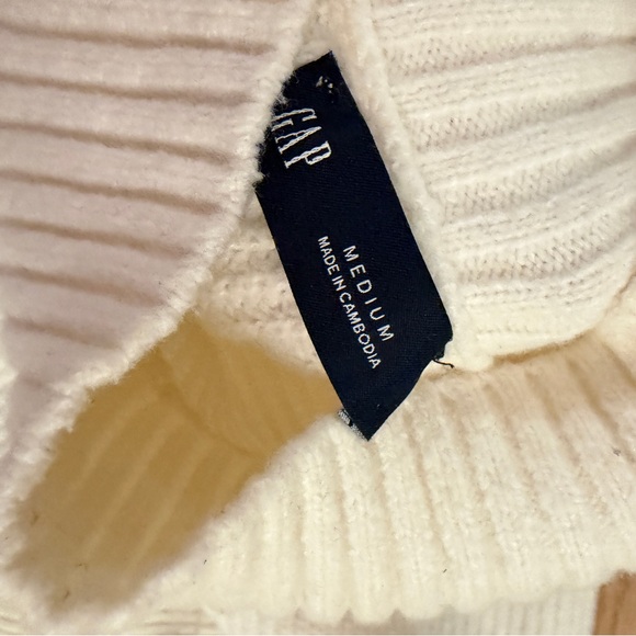 GAP Cream Ribbed Wide-Leg Pants with Matching Cropped Sweater - Picture 3 of 3